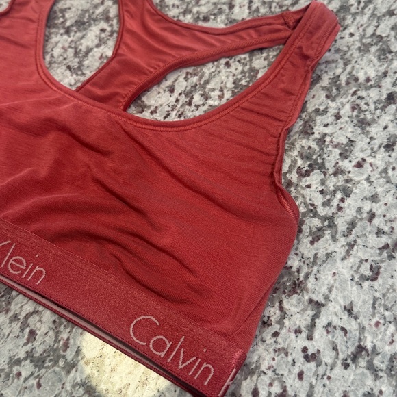 Calvin Klein Racerback Sports Bra - Rust Red - Picture 5 of 7